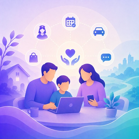 A family managing care independently through iCaria