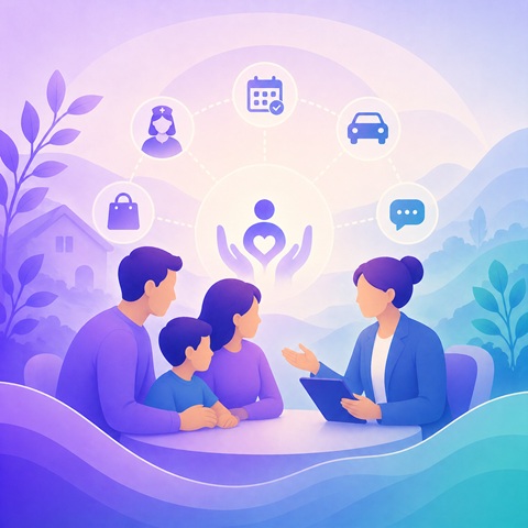 A Family Advocate guiding a family through care